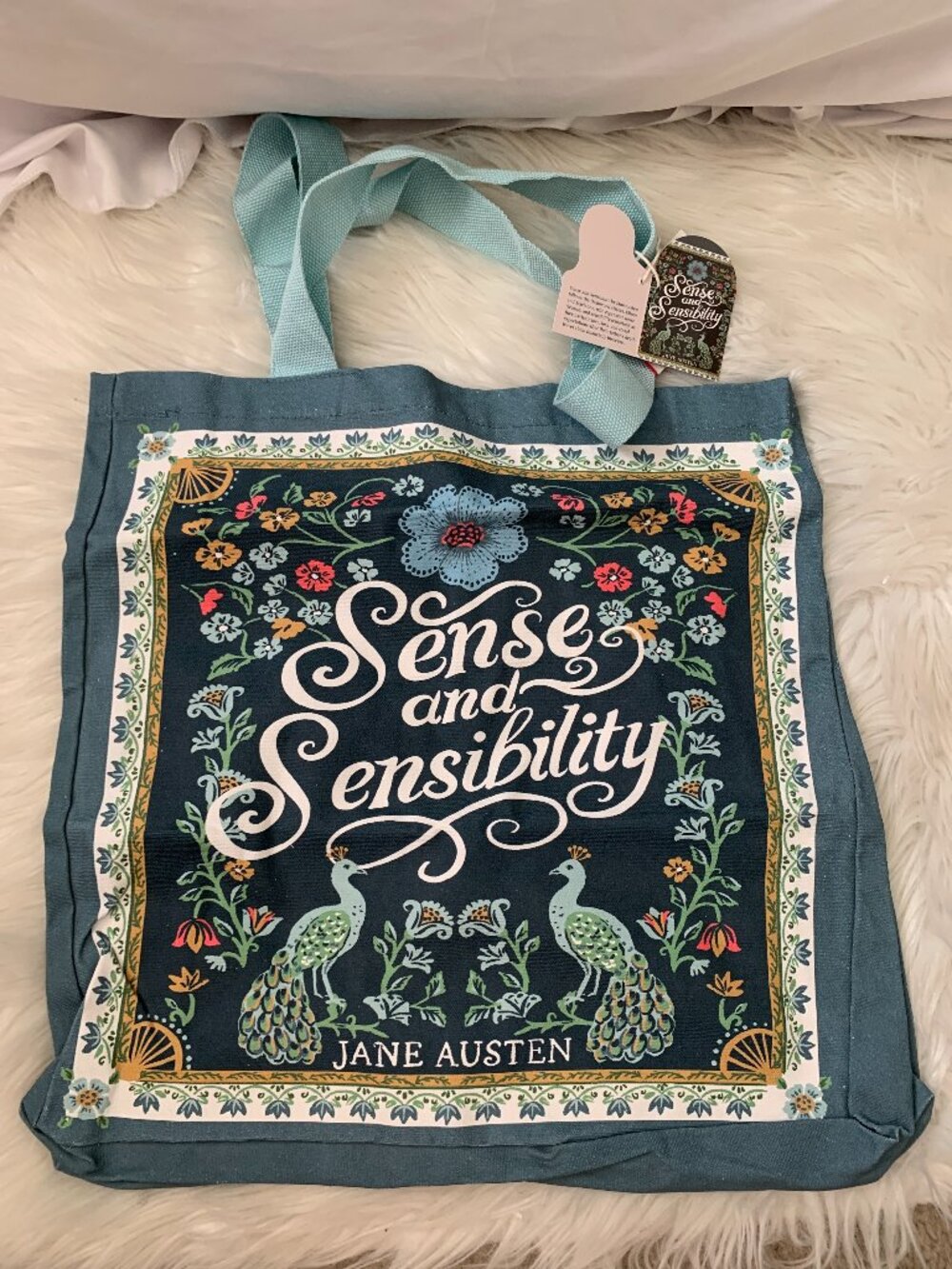 JANE AUSTEN SENSE & SENSIBILITY Canvas Tote Bag in Green Multi